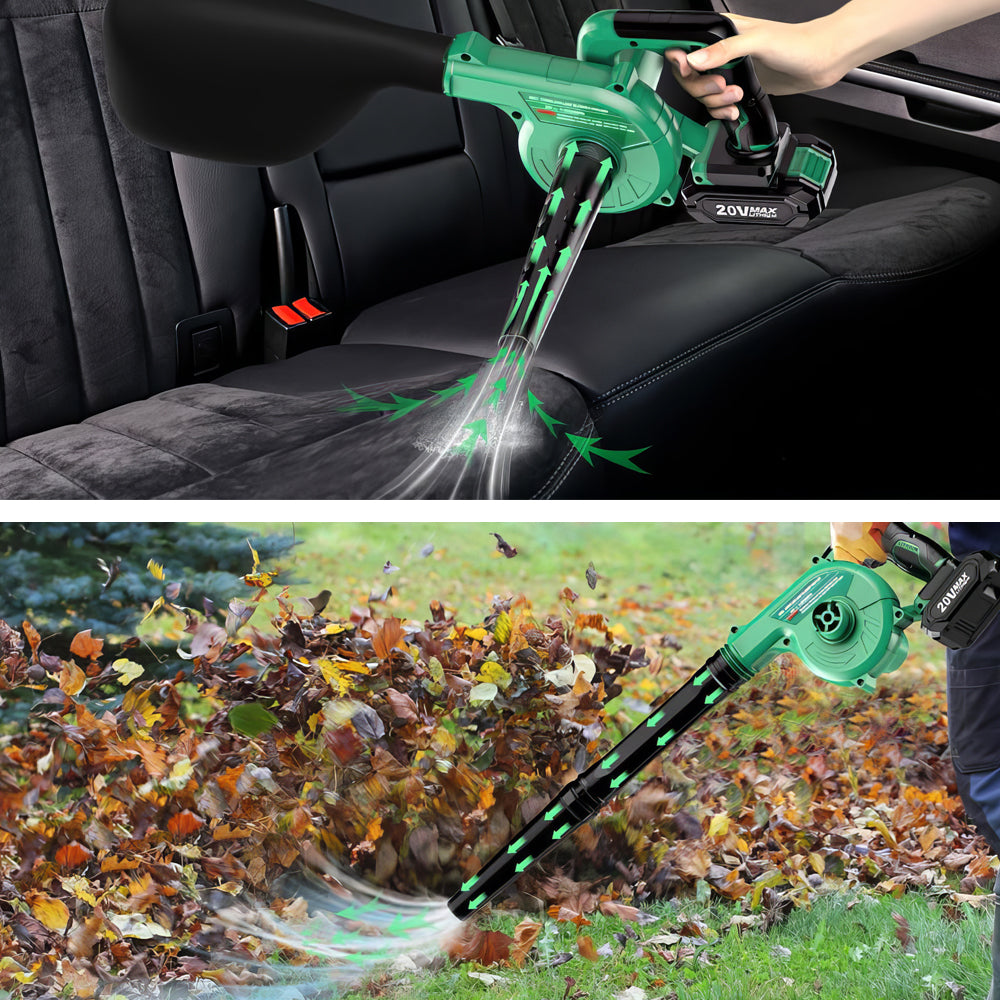 4-in-1 Cordless Leaf Blower w/ 2 Batteries - Blower/Vacuum/Inflator/Deflator