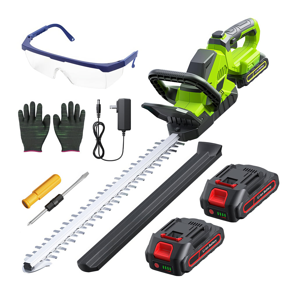 20" Cordless Hedge Trimmer w/ 2 Batteries & 180° Rotatable Head