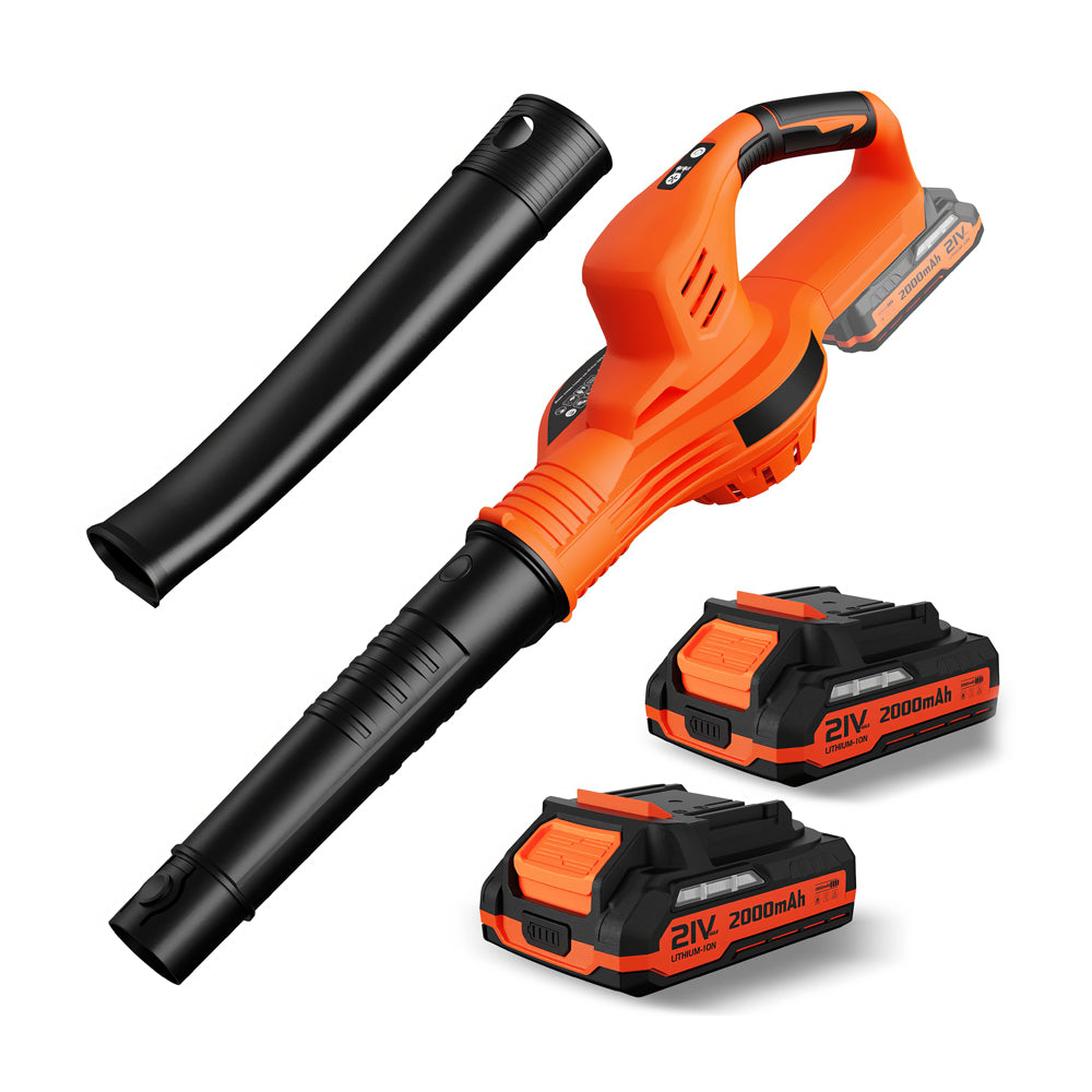 21V Cordless Leaf Blower with 2 Batteries & Charger, 2-Speed Modes