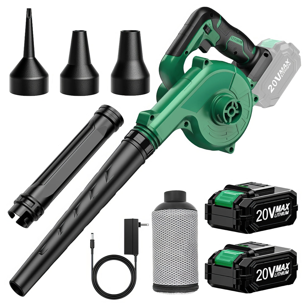 4-in-1 Cordless Leaf Blower w/ 2 Batteries - Blower/Vacuum/Inflator/Deflator